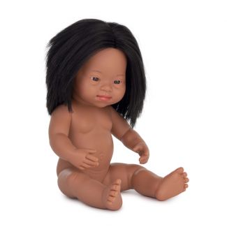 Miniland Dolls - Anatomically Correct Baby Latino Girl with Down syndrome, 38 cm - 31238