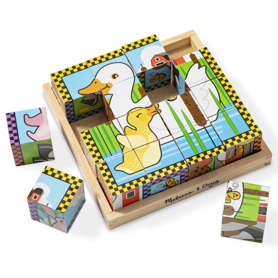 Melissa Doug Farm Cube Puzzle 16pc Knock On Wood Toys