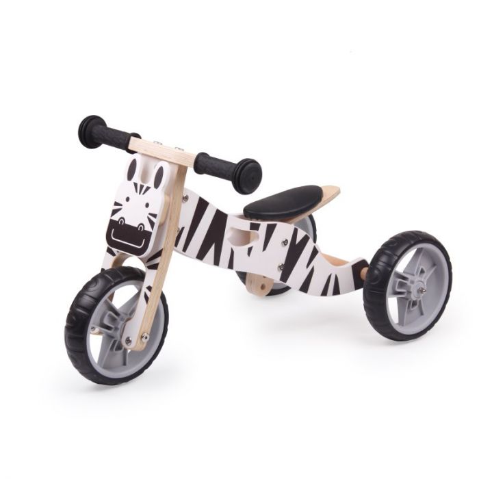 UDEAS Minibike 2 in 1 Zebra Wooden 2 in 1 Balance Bike Wooden