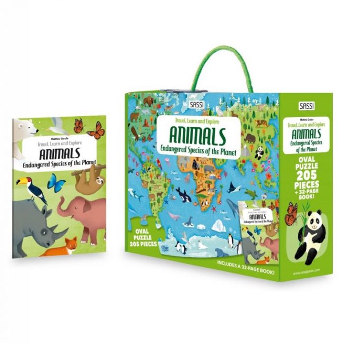 Travel, Learn and Explore Puzzle and Book Set - ANIMALS Endangered Species of the Planet Travel, Learn and Explore Puzzle and Book Set - ANIMALS Endangered Species of the Planet