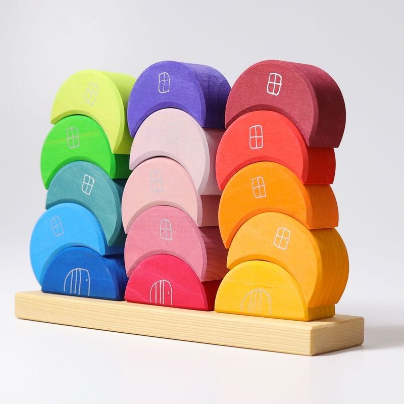 Grimm's Piling Games Moon Houses Grimm's Spiel und Holz Design Sorting and Stacking