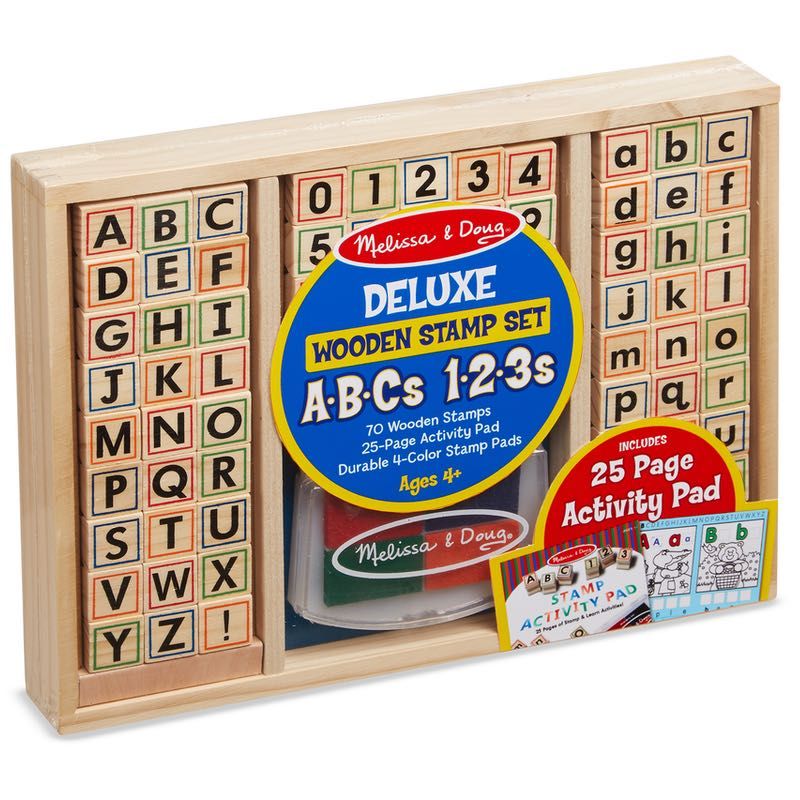 Melissa & Doug Deluxe Wooden ABC123 Stamp Set Wooden Stamp Sets