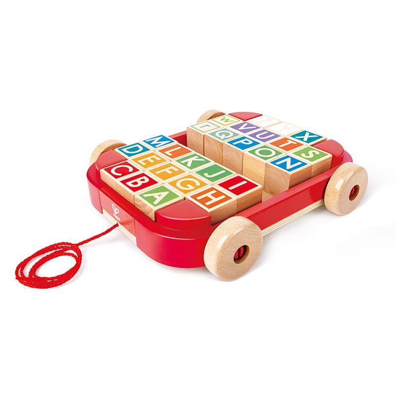 Hape Pull Along Cart with Blocks Knock On Wood Toys