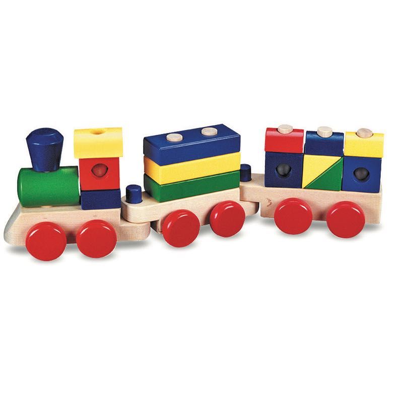 Melissa & Doug Wooden Stacking Train Knock On Wood Toys