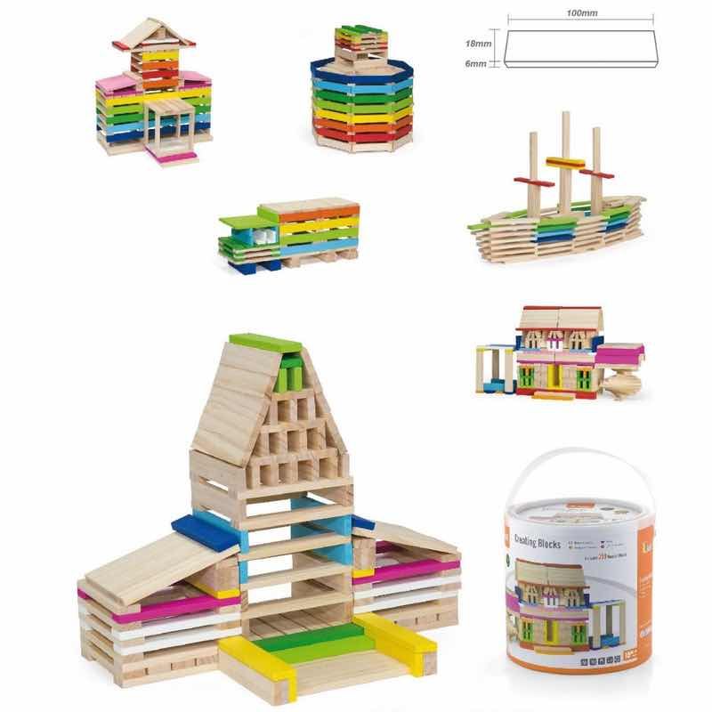 Viga Creating Blocks 250 pc Blocks Natural and Colourful Wooden Blocks