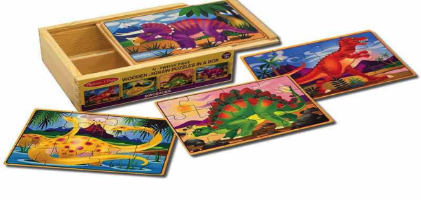 Melissa & Doug - Dinosaur Jigsaw Puzzles In A Box - Knockonwoodtoys